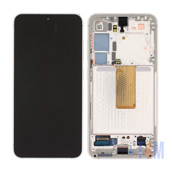 Touch+Display+Frame Samsung Galaxy S23 5g 2023/S911 Sem Câmera Service Pack Creme Branco